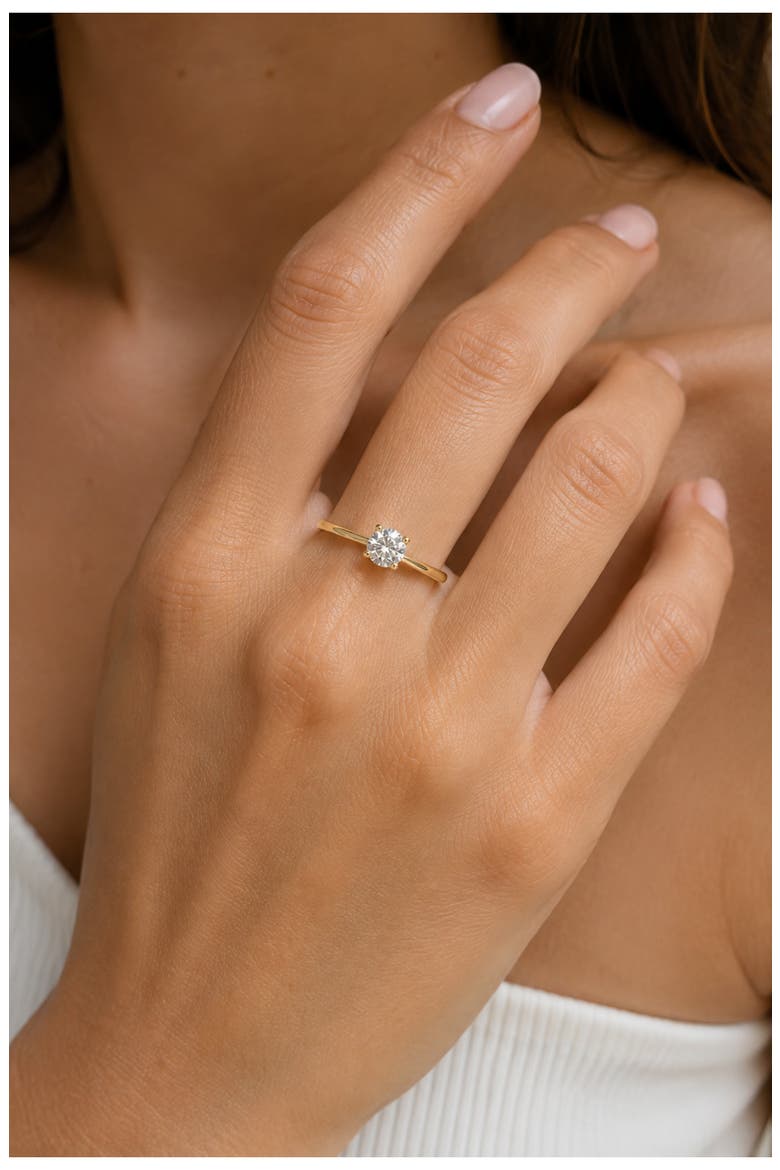 Moissanite 4-Prong Ring, Alternate, color, GOLD PLATED