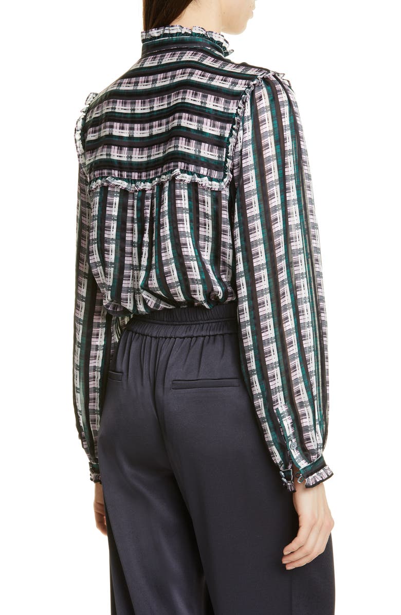 JASON WU Plaid Ruffle Blouse, Alternate, color,