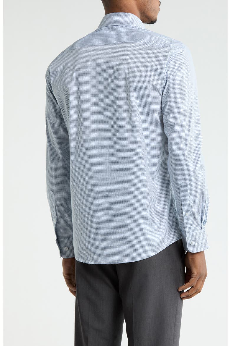 Slim Fit Mini Cross Print Stretch Dress Shirt, Alternate, color, WHITE NAVY