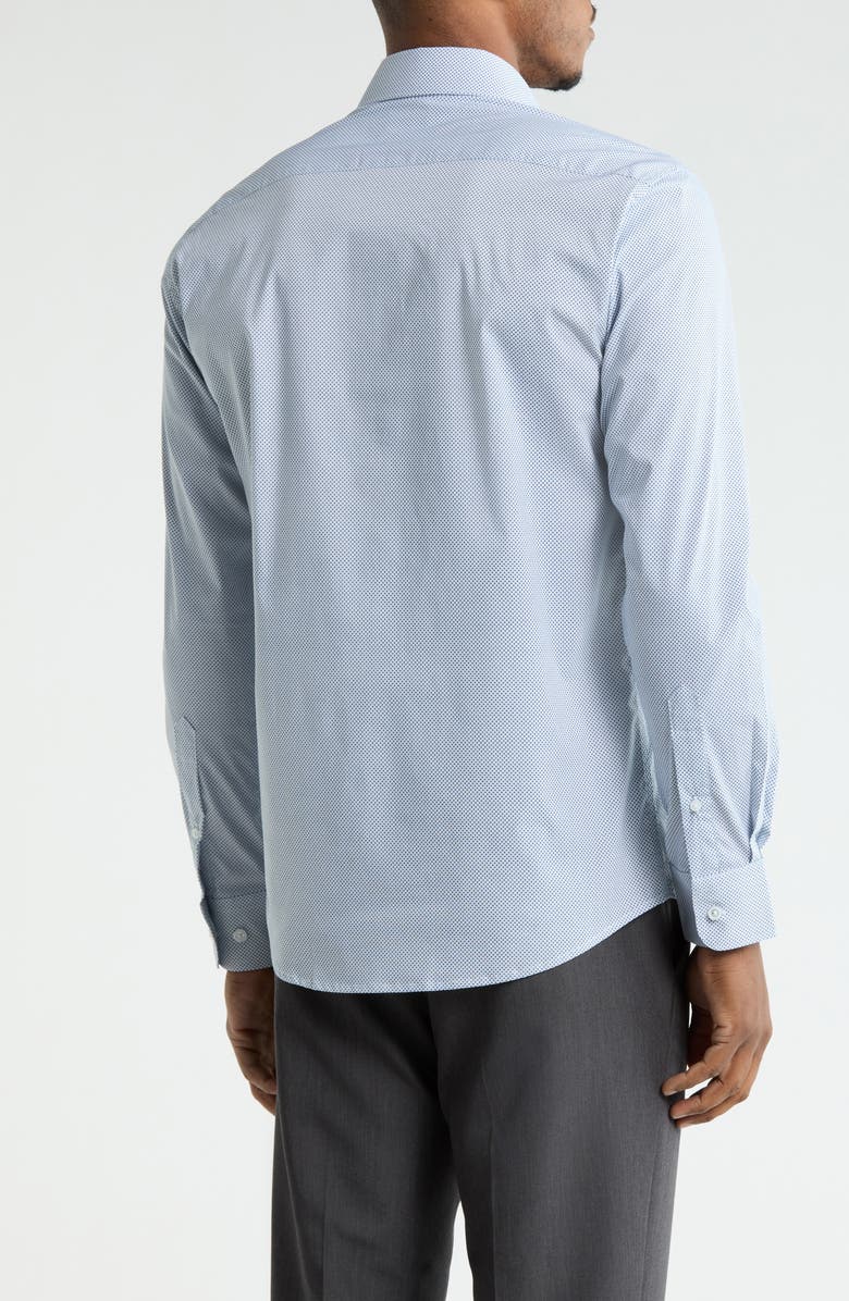 DKNY Slim Fit Mini Cross Print Stretch Dress Shirt, Alternate, color, White Navy