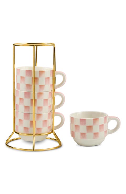 Rosy Check 5-Piece Cappuccino Cup Set