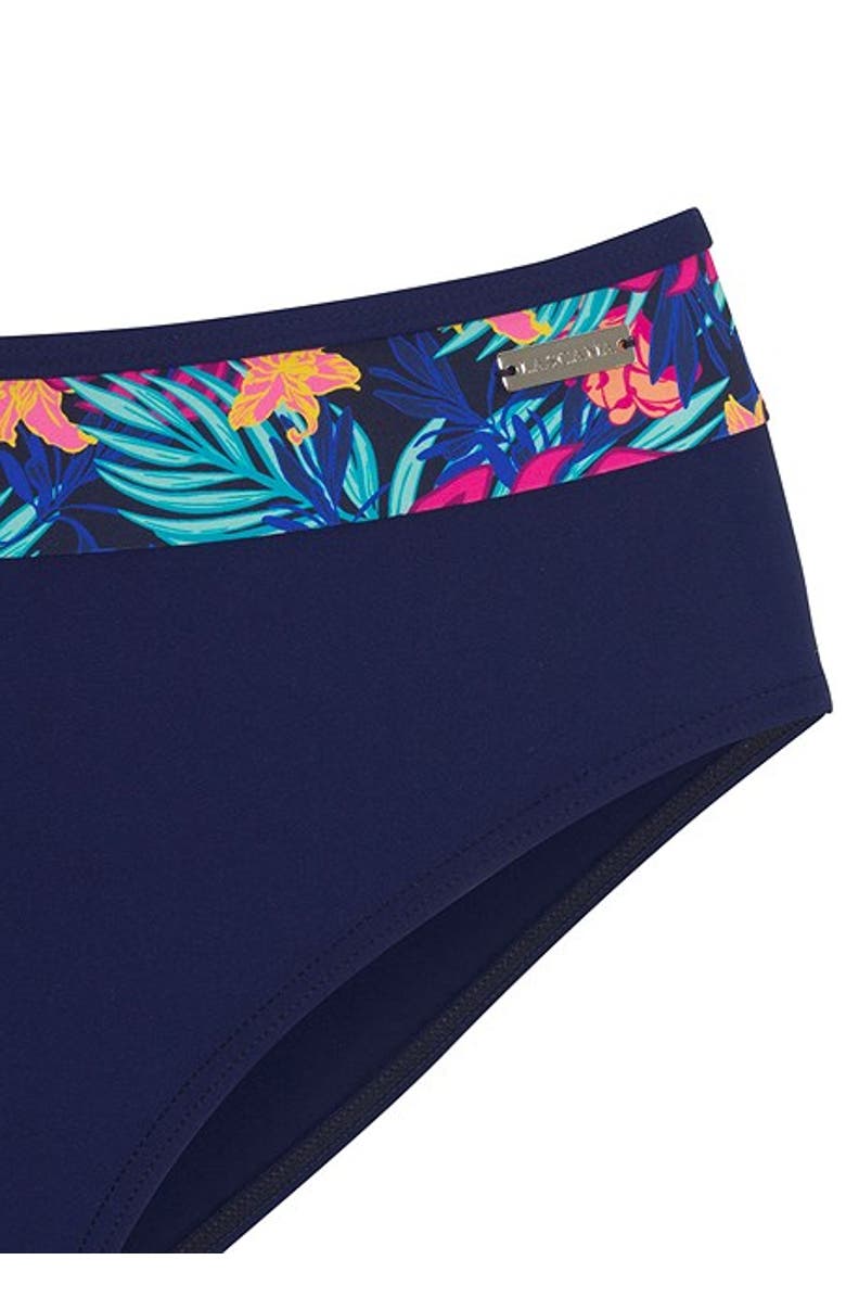 LASCANA Contrast Print High Waisted Bikini Bottom, Alternate, color, Navy & Pink