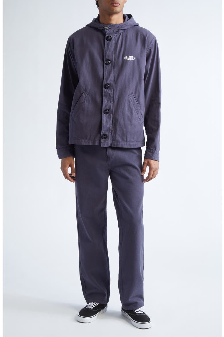 Hodded Herringbone Twill Jacket, Alternate, color, DARK BLUE