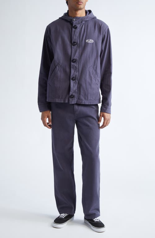 Palmes Hodded Herringbone Twill Jacket In Blue