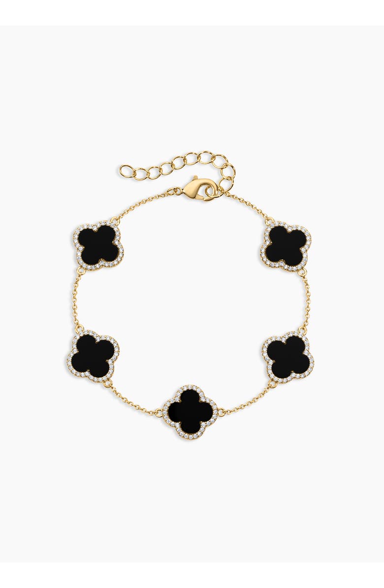Electric Picks Icon Black Clover Bracelet, Main, color, Gold