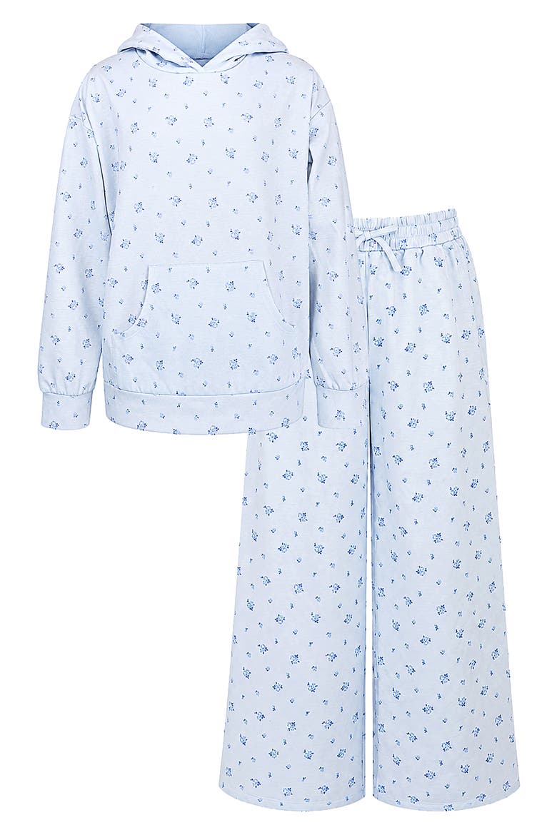 Kids' 2-Piece Floral Sweatsuit, Main, color, LIGHT BLUE