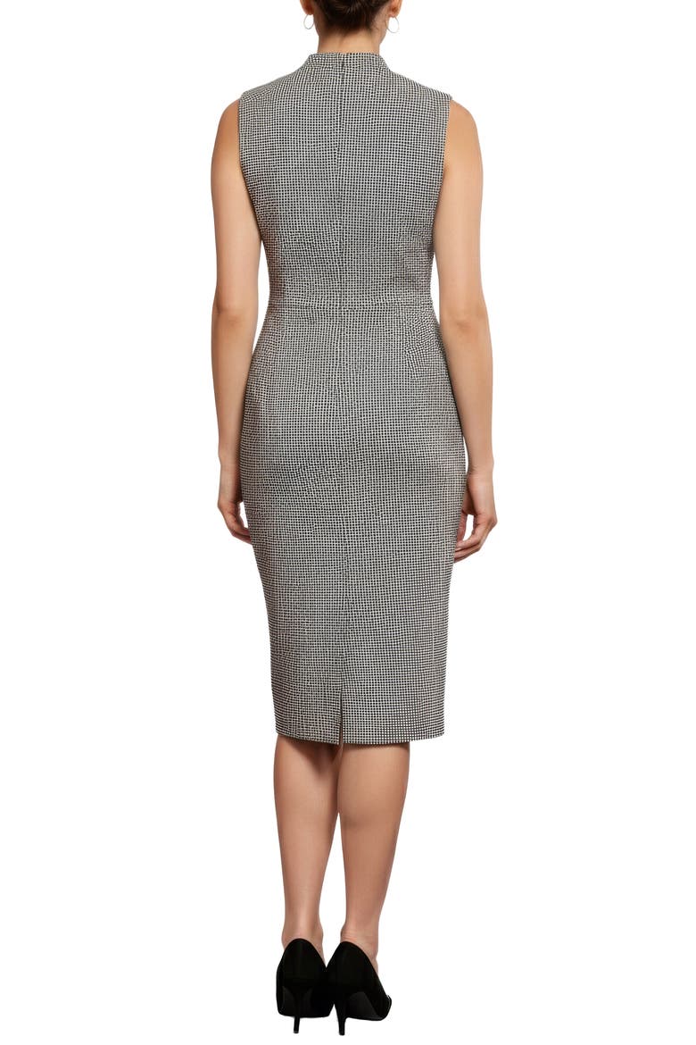 V-Neck Pleated Shoulder Sheath Dress, Alternate, color, BLACK/ WHITE