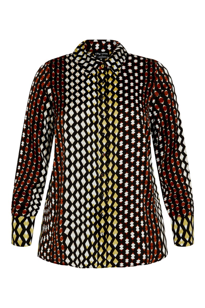 Genevieve Mix Print Long Sleeve Shirt, Alternate, color, RETRO GEO