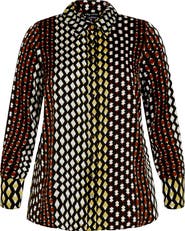 City Chic Genevieve Mix Print Long Sleeve Shirt