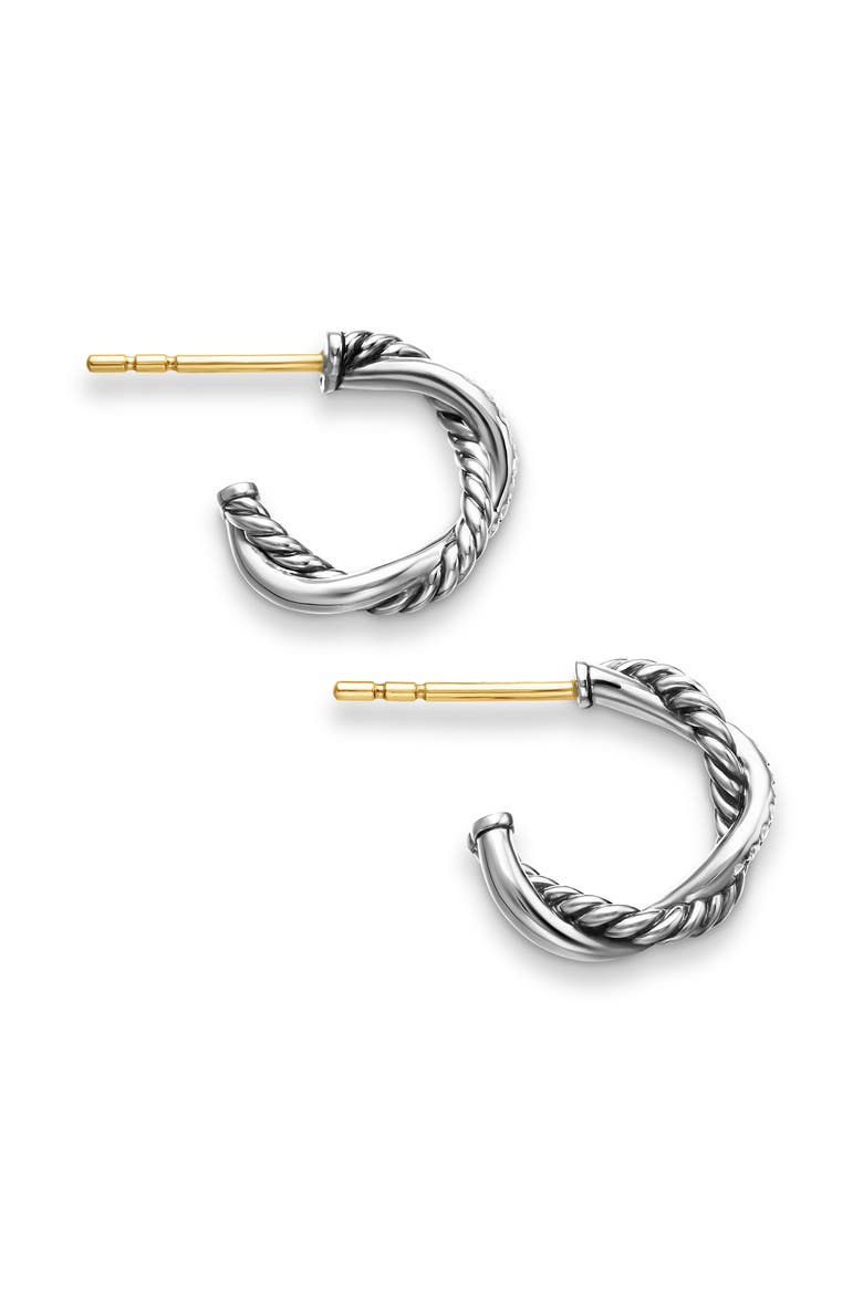 Petite Infinity Huggie Hoop Earring with Pavé Diamonds, Alternate, color, DIAMOND/ SILVER