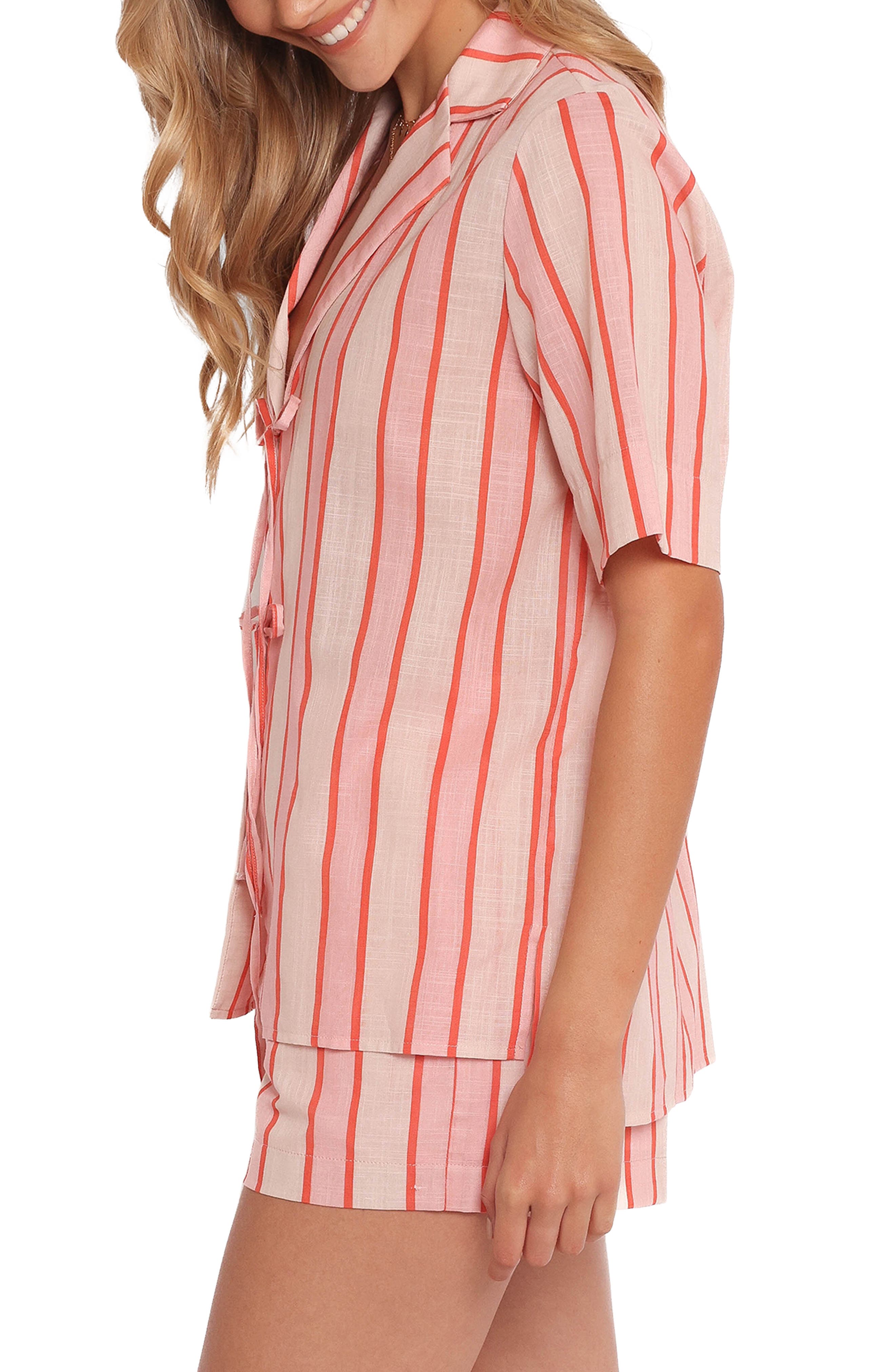 Aaliyah Stripe Cotton Tie Front Top - image 2