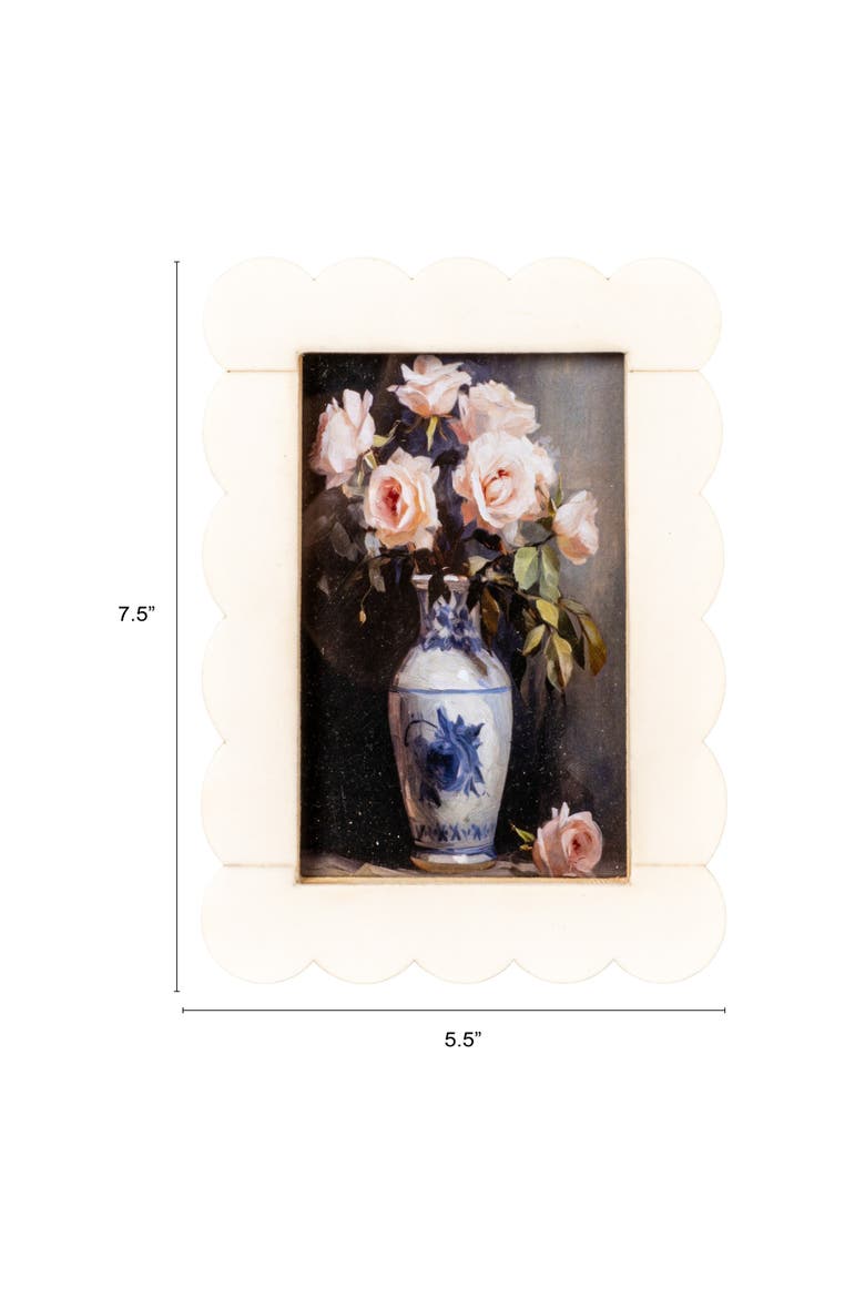 Resin and Wood Scalloped Photo Frame, White, Alternate, color, White