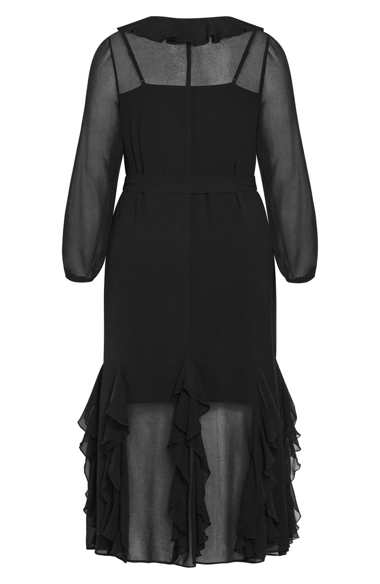 City Chic Bridgette Tie Belt Long Sleeve Button Front Maxi Dress, Alternate, color,