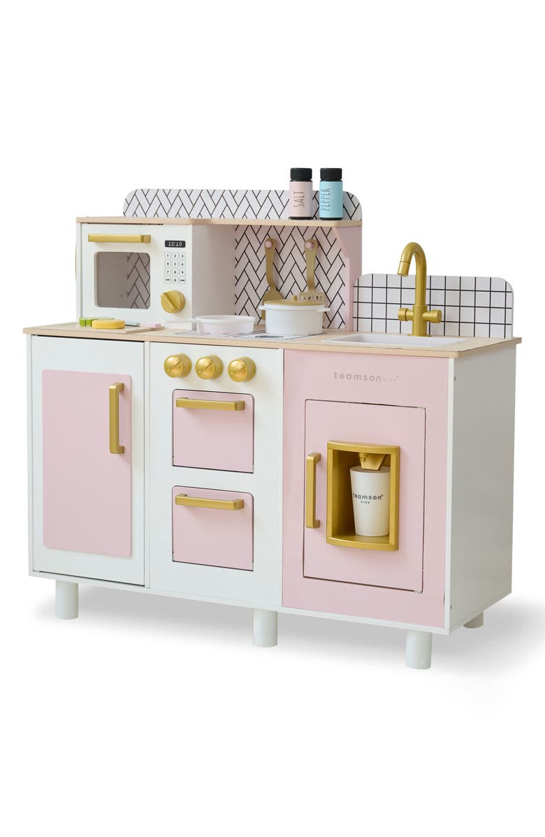 Teamson Kids Little Chef Hampton Play Kitchen & Accessories, Alternate, color, Pink