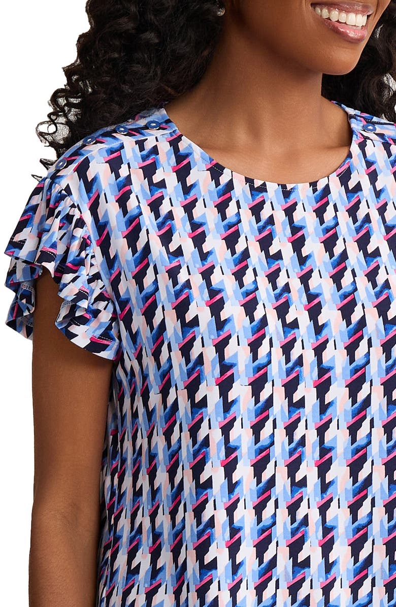 Jones New York Houndstooth Flutter Sleeve Top, Alternate, color, Pacific Navy Multi