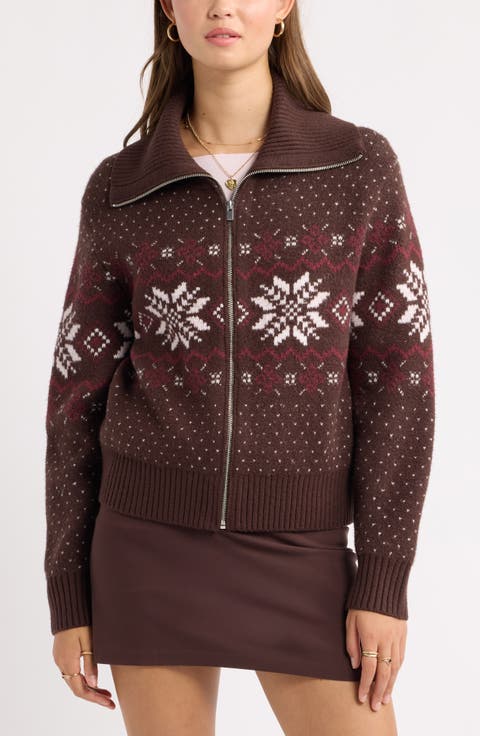 Funnel Neck Zip Cardigan