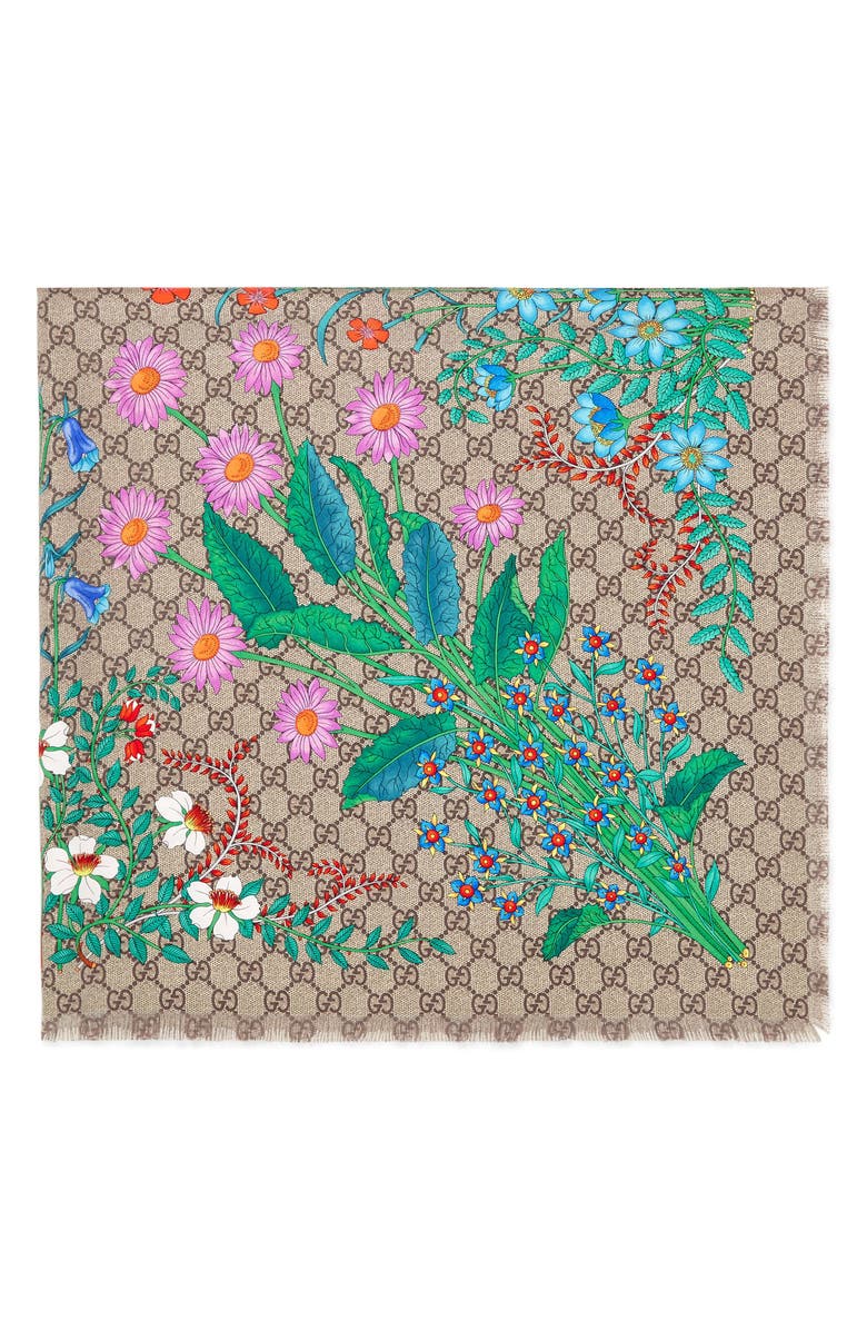 Gucci GG New Floral Scarf, Alternate, color, 