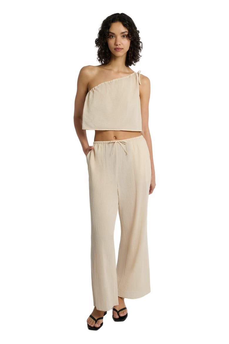 Crinkle Gauze One-shoulder Top, Main, color, SANDSHELL
