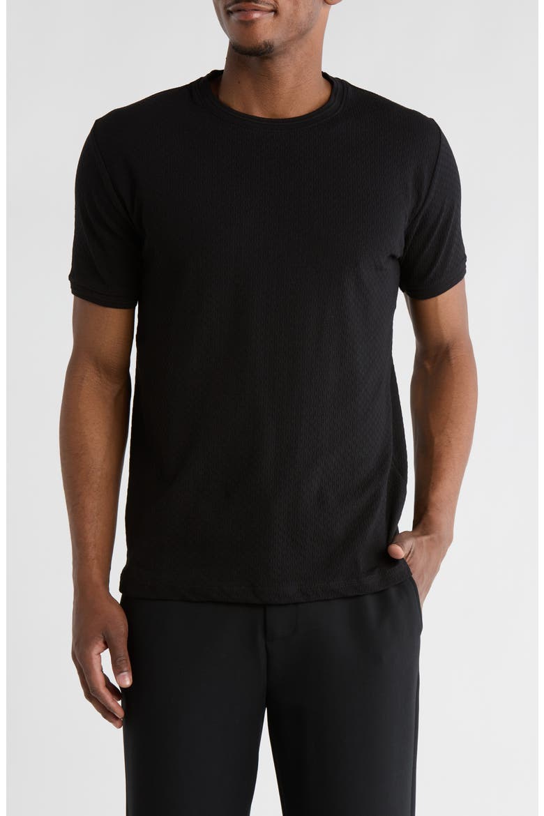 Solid Crewneck Textured T-Shirt, Main, color, BLACK
