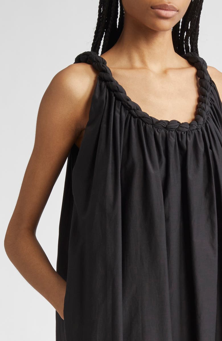 LOULOU DE SAISON Kika Gathered Cotton & Silk Voile Maxi Dress, Alternate, color, Black