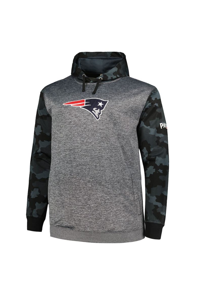 Men's Fanatics Branded Heather Charcoal New England Patriots Big & Tall Camo Pullover Hoodie, Alternate, color, Heather Charcoal