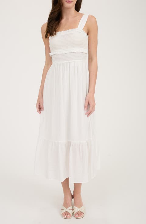 Bow Tie Smocked Midi Sundress