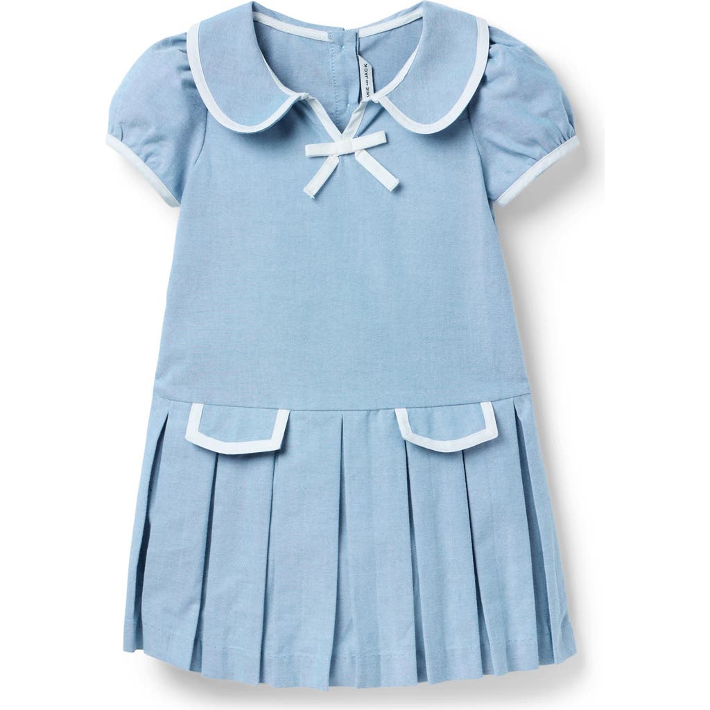 Janie And Jack The Oxford Pleated Dress In Blue