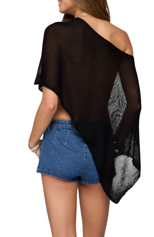 Edikted Azalia Asymmetric Sheer Poncho In Black