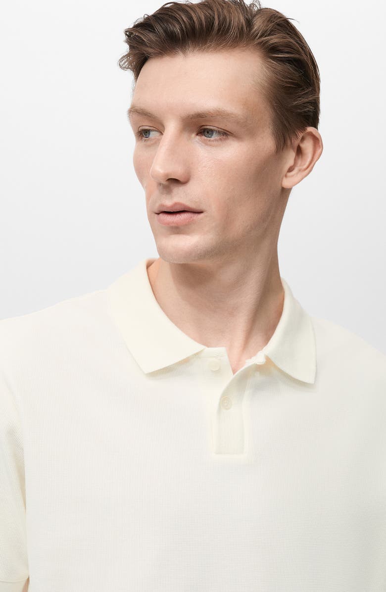 MANGO Regular Fit Cotton Pique Knit Polo, Alternate, color, White
