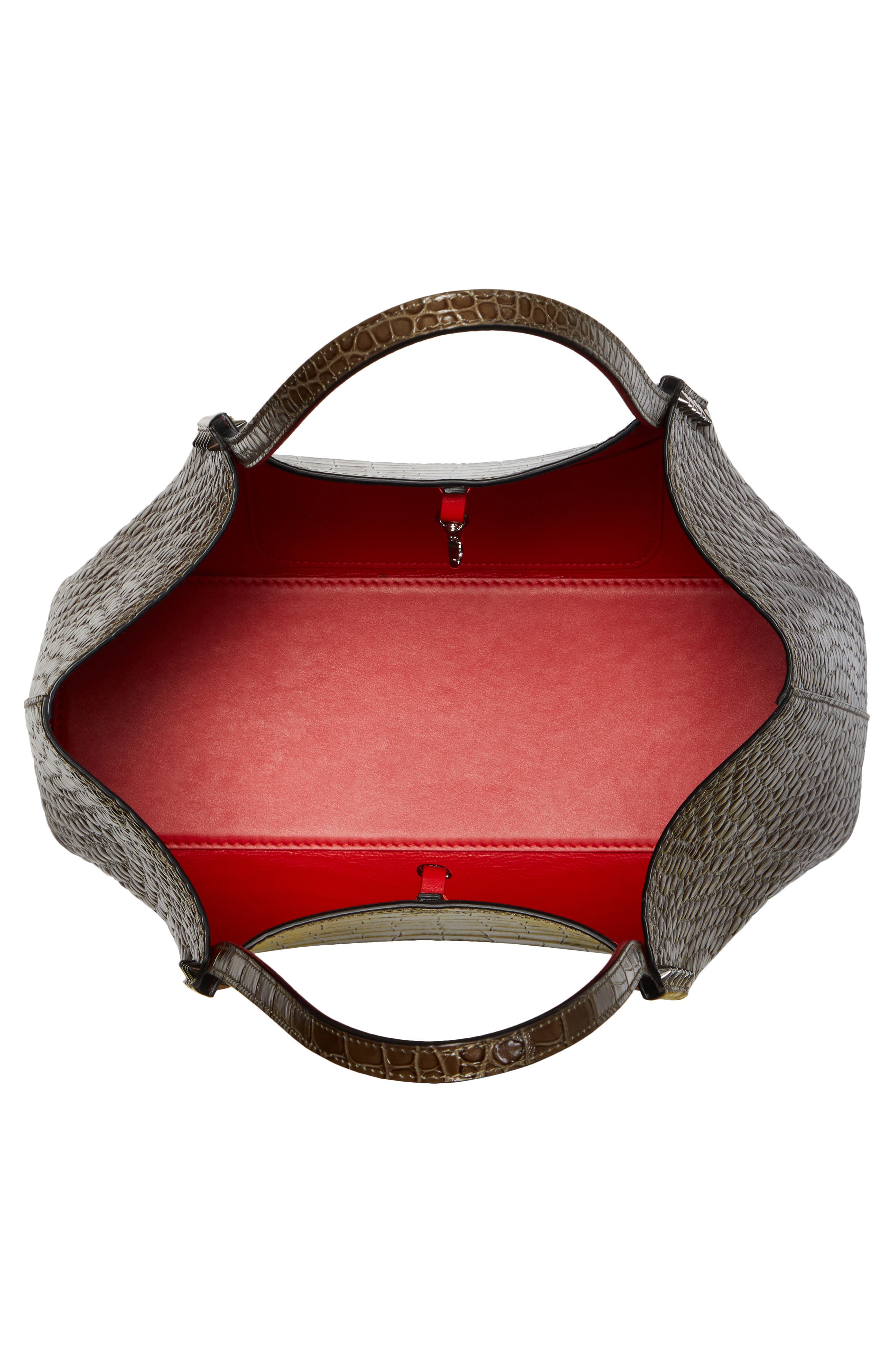 Small Cabarock Croc Embossed Calfskin Leather Tote, Alternate, color, SILEX