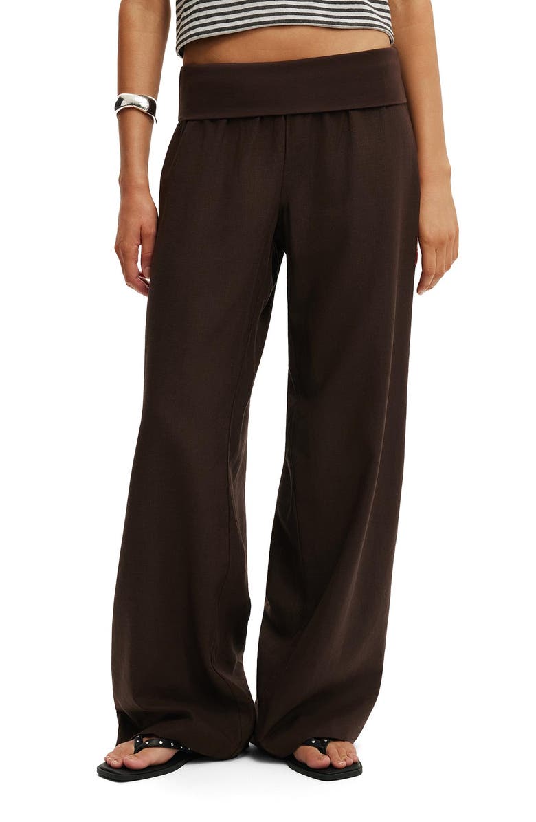 Cotton On Women's Haven Fold Over Pant, Main, color, Dark Oak