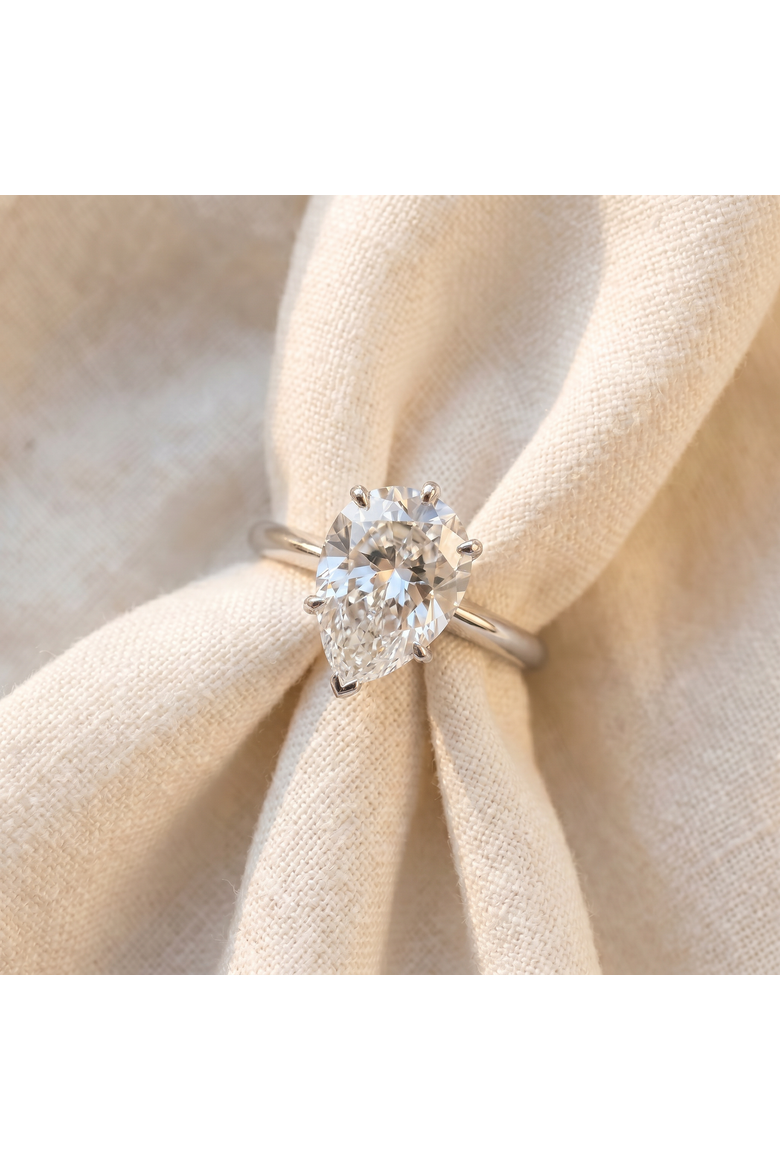 3CT Platinum Pear Shaped Diamond 6-Prong Solitaire Engagement Ring Lab Grown, Alternate, color, Platinum