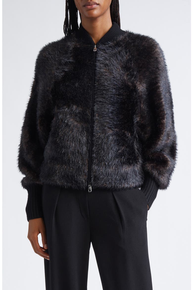 Faux Fur Jacket, Main, color, SOLID BLACK