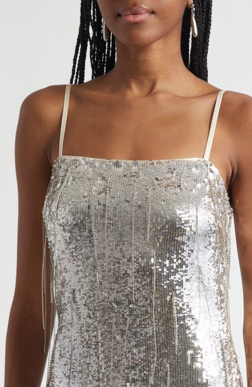 Ramy Brook Lyanna Sequin Fringe Slipdress In Gray