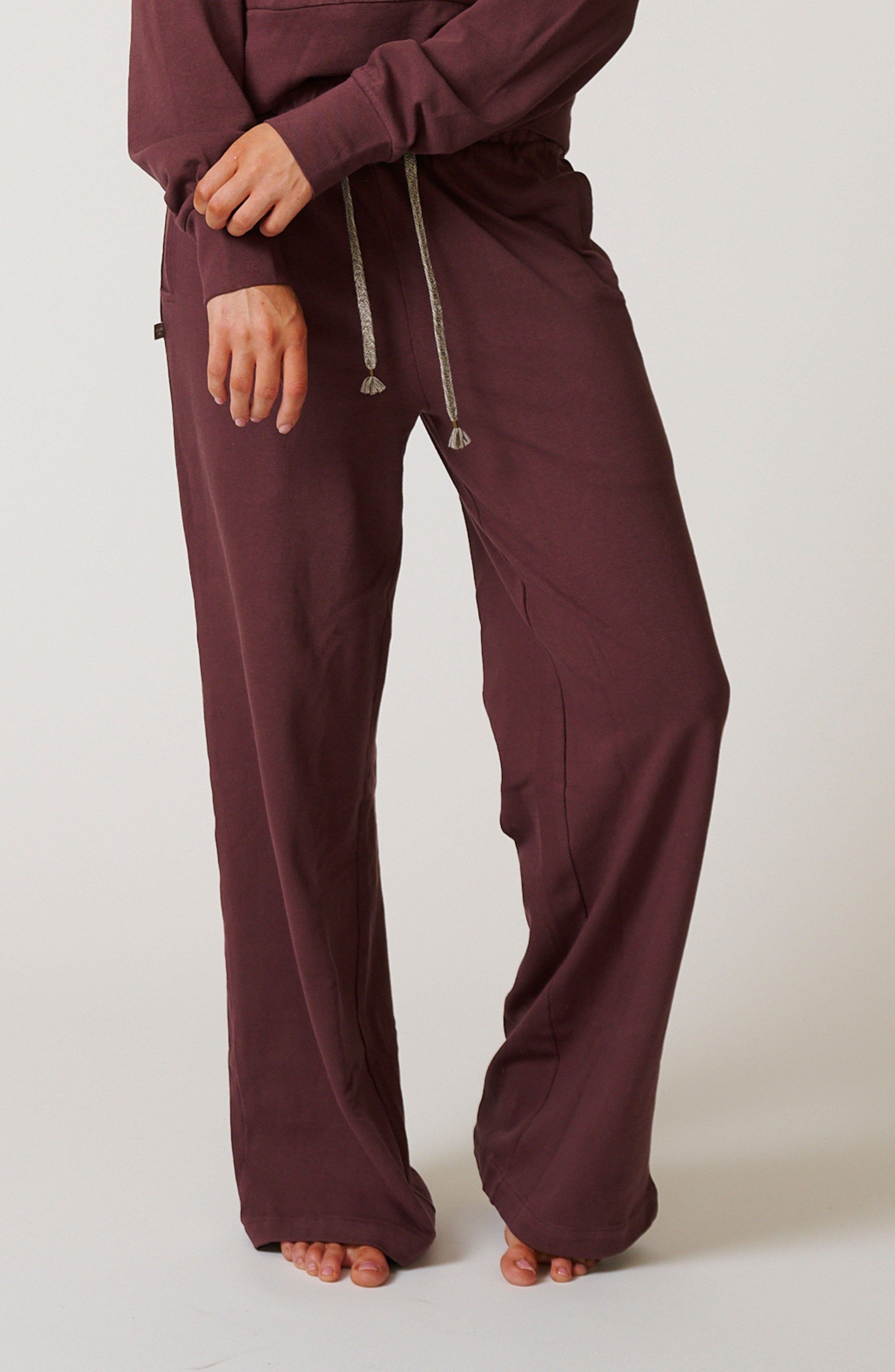 Leisure Lab Womens Cotton Lounge Pant In Burgundy