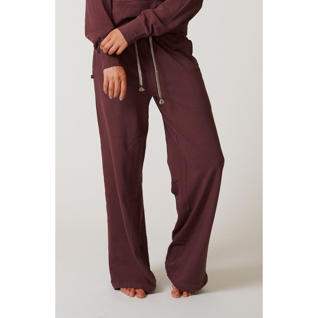 Leisure Lab Womens Cotton Lounge Pant In Burgundy