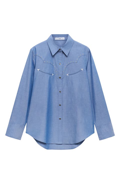 Studded Snap-Up Western Shirt