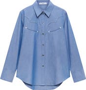 MANGO Studded Snap-Up Western Shirt