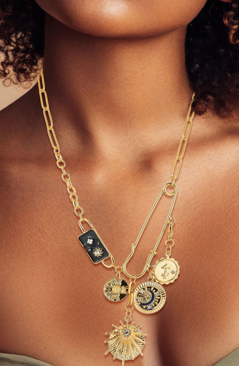 SPHERA MILANO Mixed Charm Necklace, Alternate, color, Gold