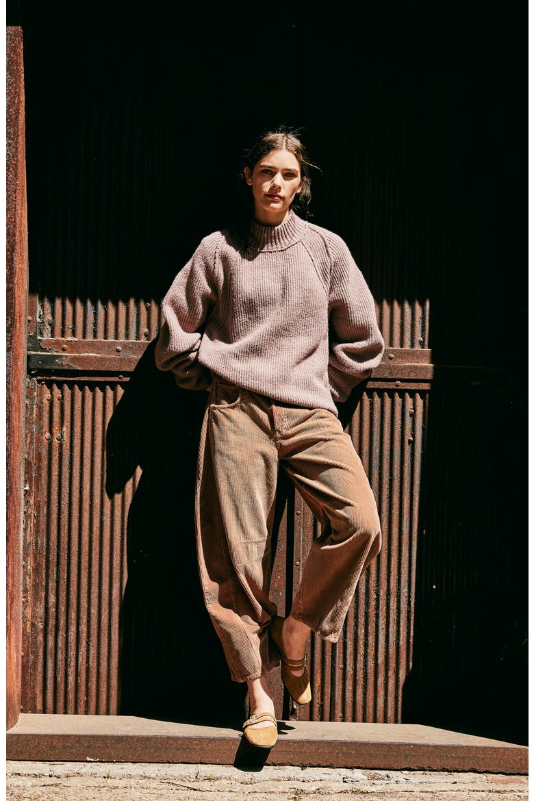 Good Luck Barrel Leg Corduroy Pants, Alternate, color, CRYSTAL GREY