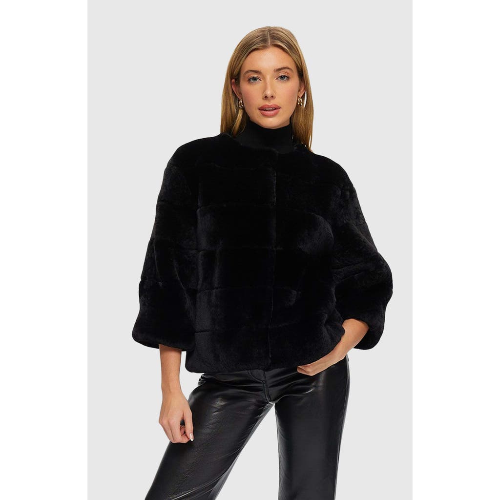 Gorski Shearling Lamb Jacket With 3/4 Sleeves In Black