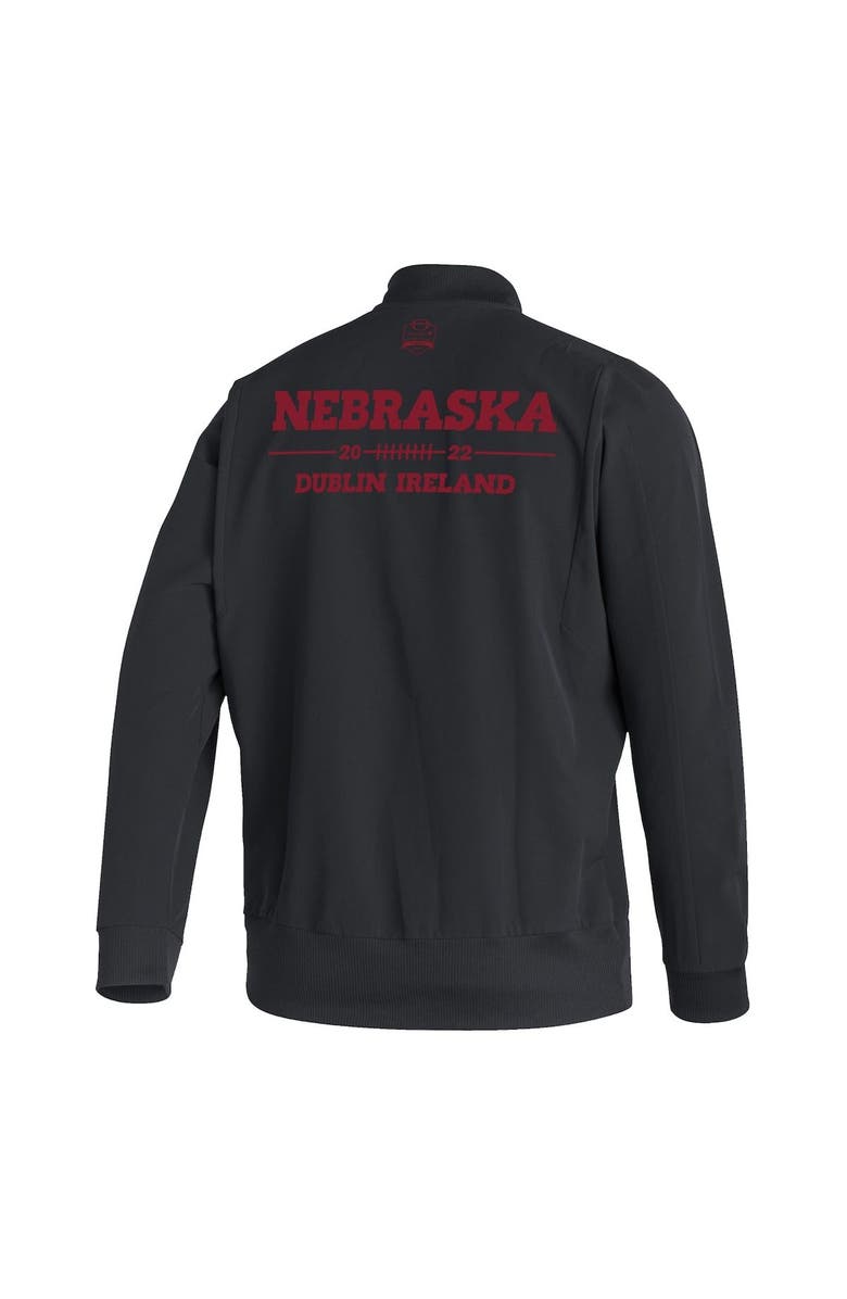 adidas Men's adidas Black Nebraska Huskers Ireland Sideline Woven Primeblue Full-Zip Bomber Jacket, Alternate, color, Black