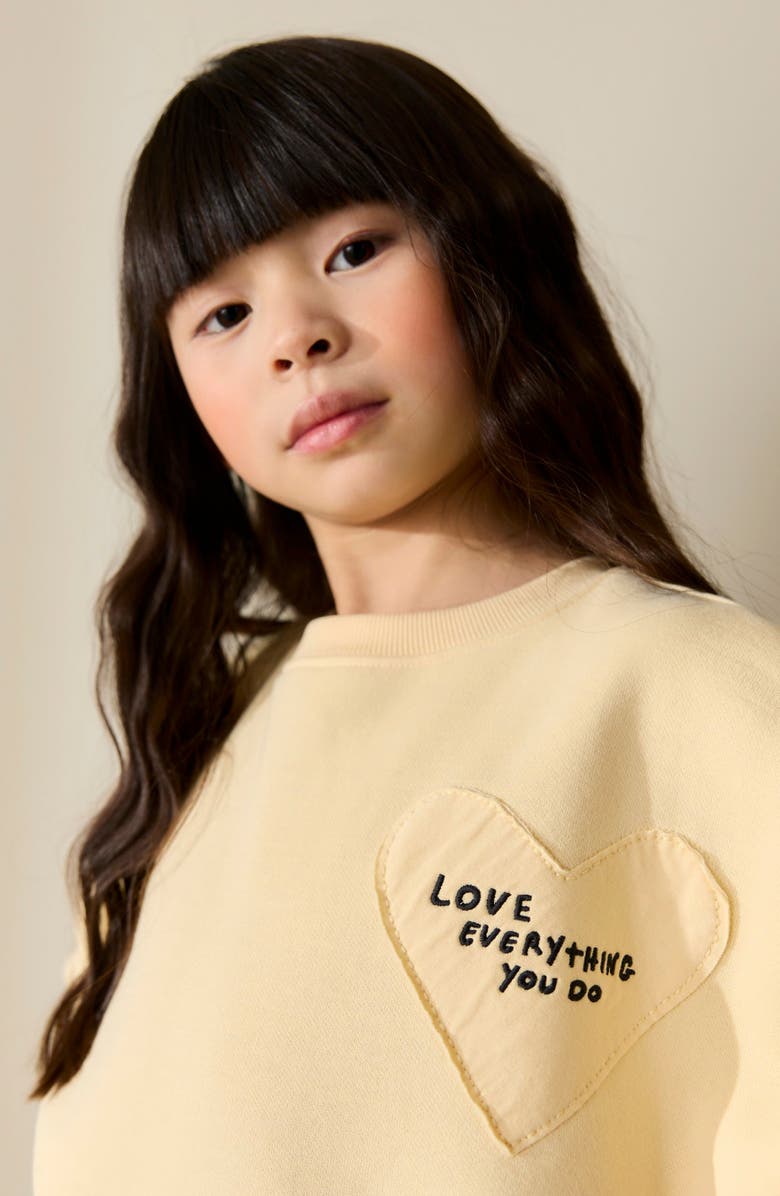 NEXT Kids' Crewneck Sweatshirt & Stripe Pants Set, Alternate, color, Yellow