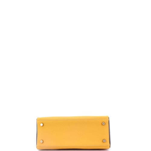 Pre-owned Hermes Hermes Kelly Handbag Bicolor Togo With Brushed Gold Hardware 25