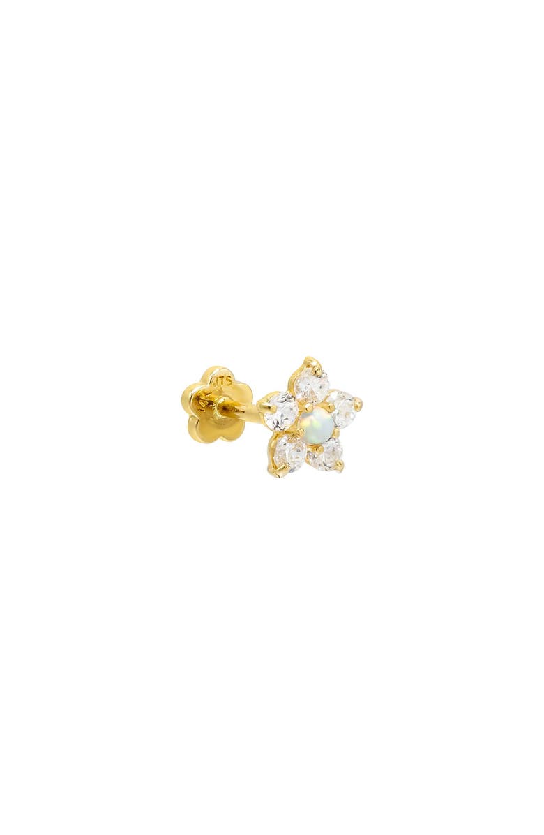 BY ADINA EDEN Piercing Opal Flower Threaded Stud Earring 14K, Main, color,