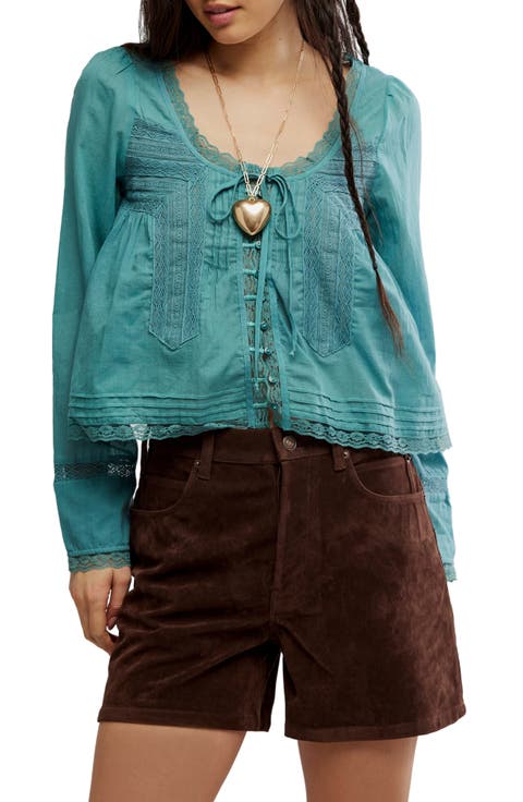 Evermore Lace Inset Semisheer Cotton Top