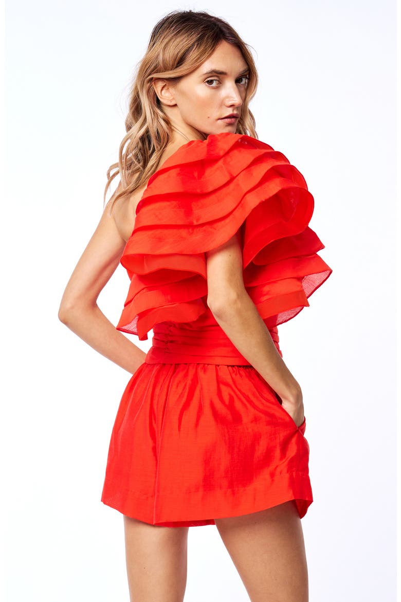 Risa One Shoulder Top, Alternate, color, RED CORAL