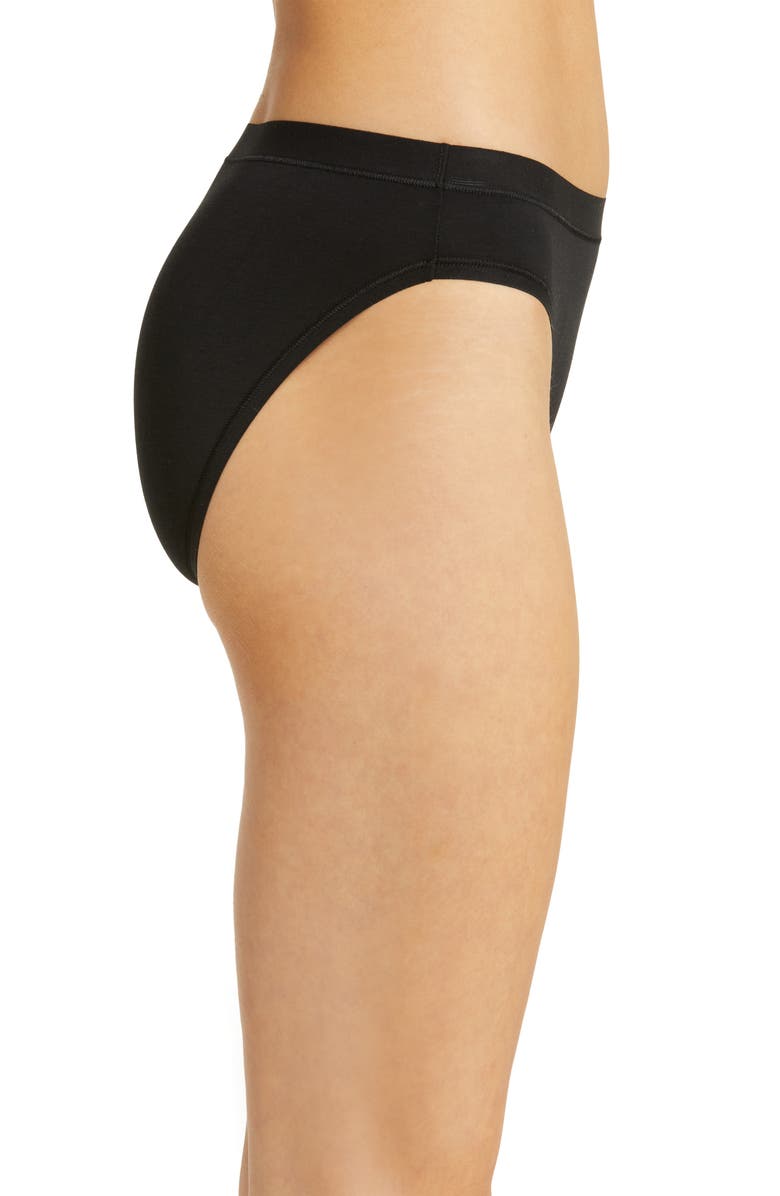 Wacoal Understated Cotton Blend Bikini, Alternate, color, Black