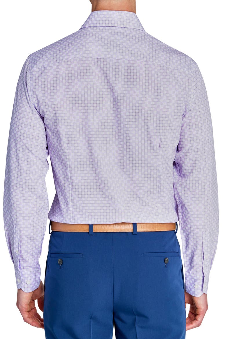 Slim Fit Checker Print Performance Dress Shirt, Alternate, color, WHITE/ PURPLE