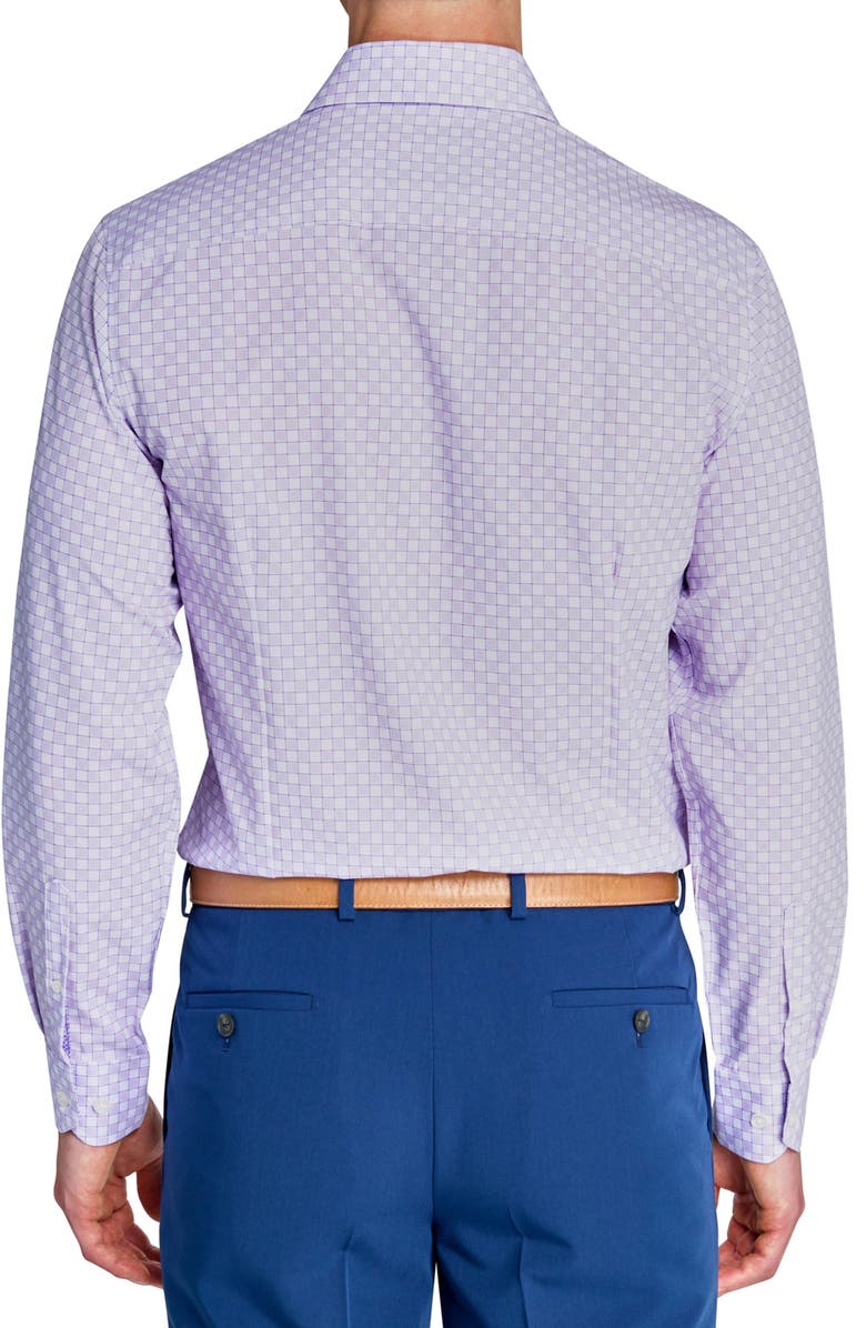 W.R.K Slim Fit Checker Print Performance Dress Shirt, Alternate, color, White/ Purple
